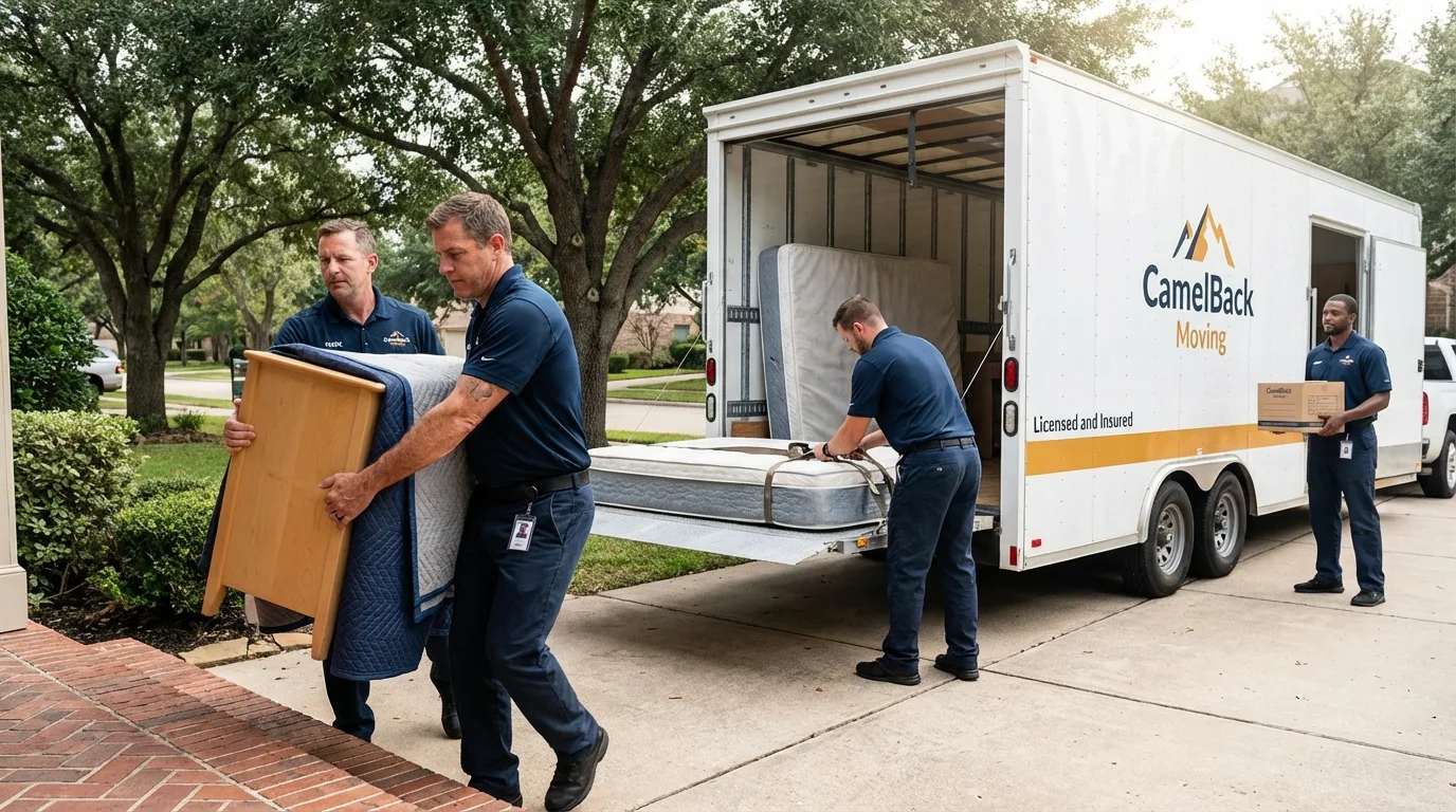 Crew loading residential truck for cross-state move from Lexington, MS