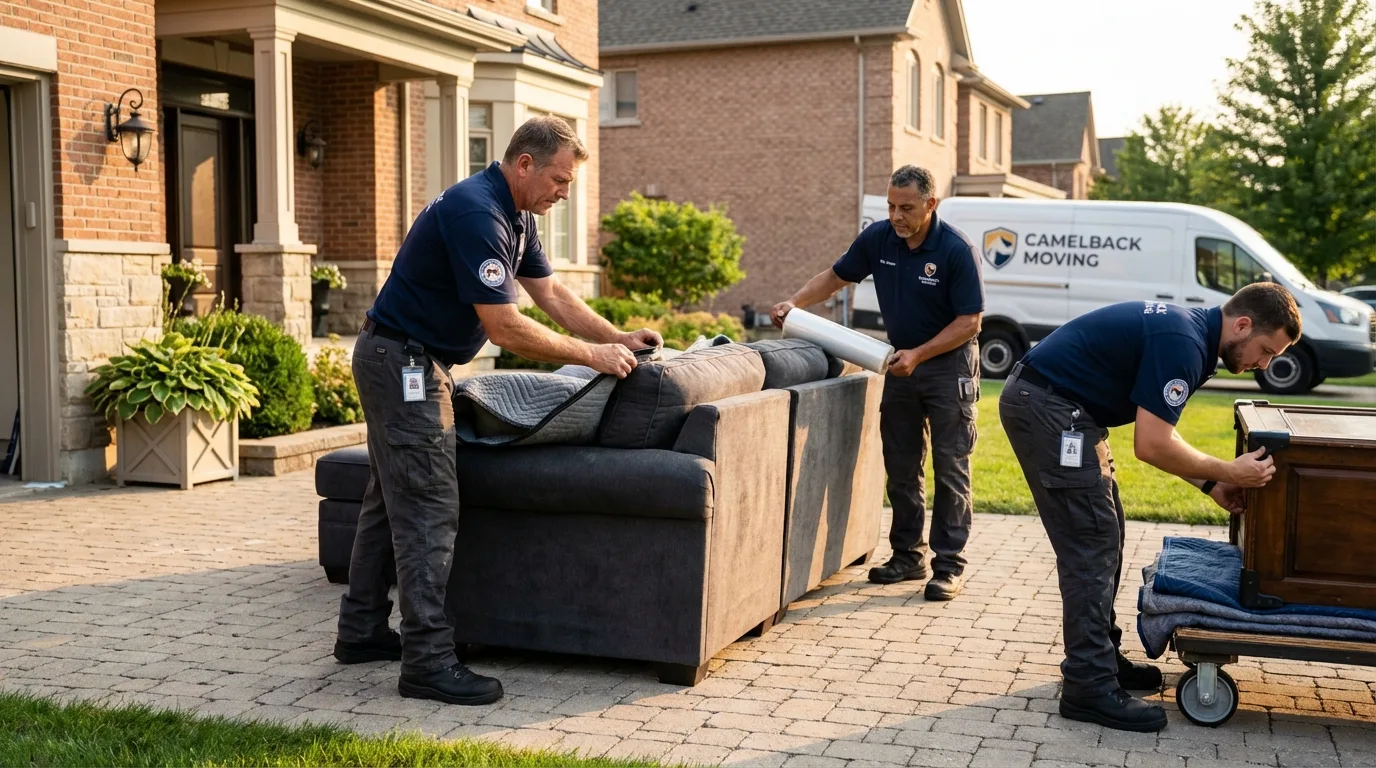 Large estate moving crew wrapping furniture in Lexington, MS